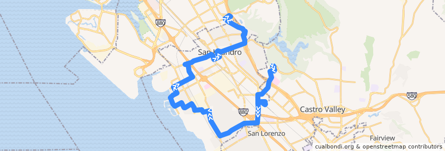 Mapa del recorrido AC Transit 35: Juvenile Justice Center => Bay Fair BART => Foothill Square (weekends) de la línea  en San Leandro.
