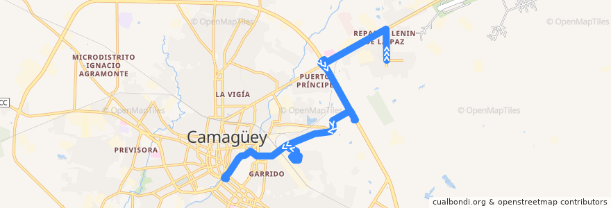 Mapa del recorrido ruta 25 Lenin - Casino de la línea  en Ciudad de Camagüey.