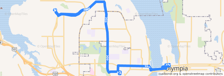 Mapa del recorrido Intercity Transit Route 48 Evergreen de la línea  en Thurston County.