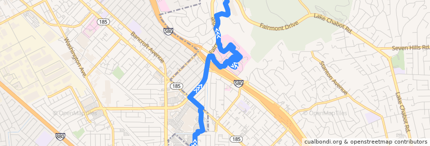 Mapa del recorrido Alameda County Sustainability Bay Fair Shuttle: Bay Fair BART => Juvenile Justice Center de la línea  en Alameda County.