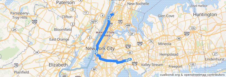 Mapa del recorrido NYCS - A Train: Ozone Park–Lefferts Boulevard → 207th Street–Inwood de la línea  en Нью-Йорк.