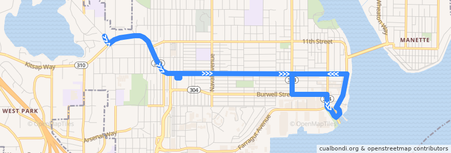 Mapa del recorrido Kitsap Transit #22 Gateway Express de la línea  en Bremerton.