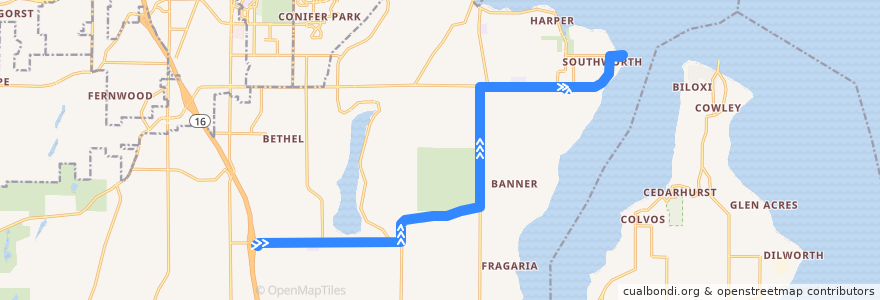 Mapa del recorrido Kitsap Transit #85 Mullenix Express de la línea  en Kitsap County.