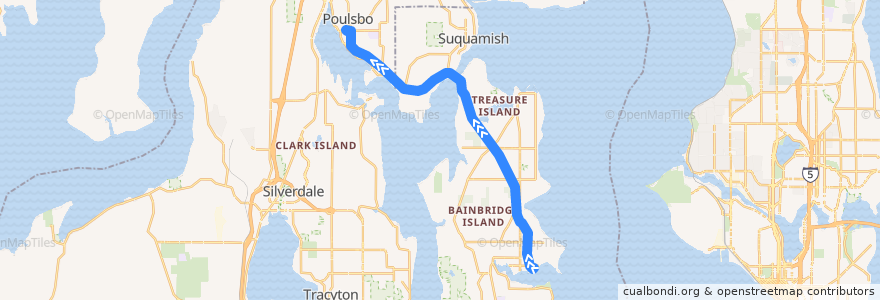 Mapa del recorrido Kitsap Transit #338 Gateway/Bainbridge Express de la línea  en Kitsap County.