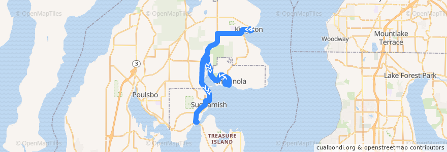 Mapa del recorrido Kitsap Transit #302 Kingston/Suquamish Fast Ferry de la línea  en Kitsap County.