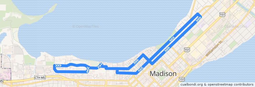 Mapa del recorrido Metro Route 81 de la línea  en Madison.