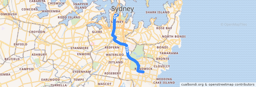 Mapa del recorrido Randwick Line de la línea  en Sydney.