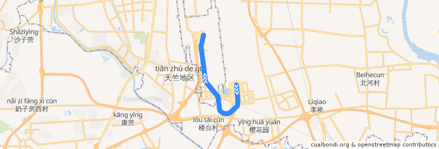 Mapa del recorrido Subway ABC: 东直门 => 首都国际机场 de la línea  en 顺义区.