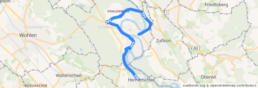 Mapa del recorrido Bus 339: Hermetschwil => Bremgarten de la línea  en Bremgarten.