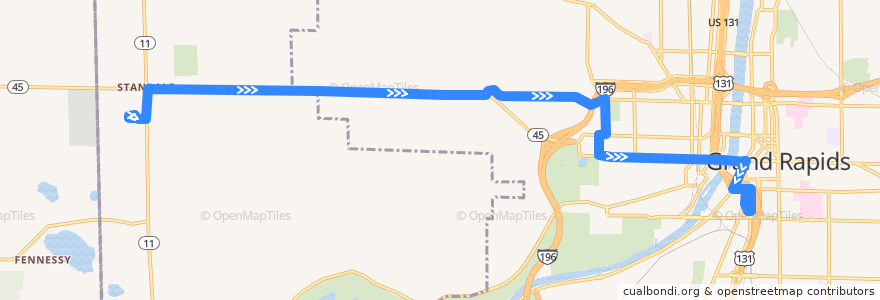 Mapa del recorrido The Rapid 12 West Fulton de la línea  en Kent County.