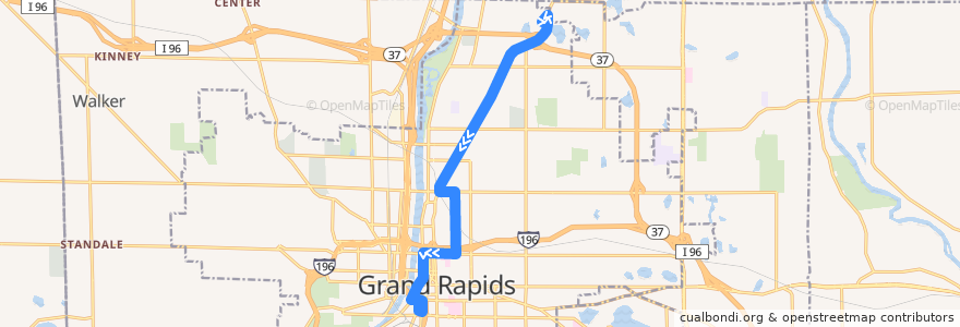 Mapa del recorrido The Rapid 11 Plainfield de la línea  en Grand Rapids.