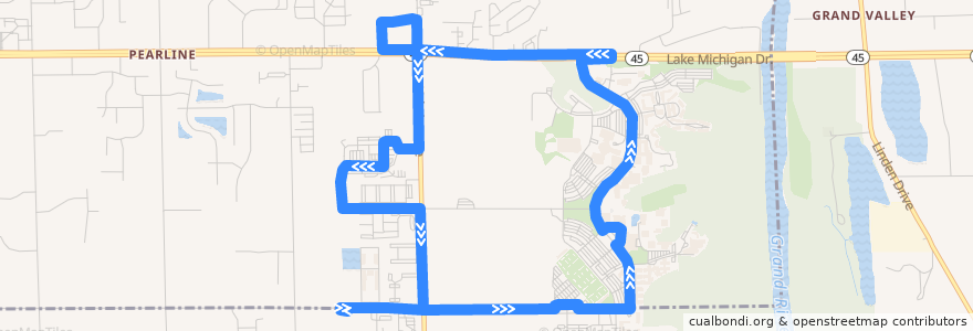 Mapa del recorrido The Rapid 85 Combined 37/48 de la línea  en Allendale Charter Township.