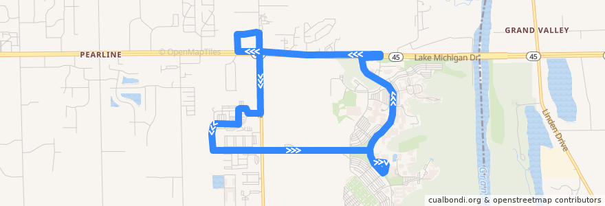 Mapa del recorrido The Rapid 37 North Campus de la línea  en Allendale Charter Township.