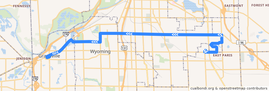 Mapa del recorrido The Rapid 24 Burton Crosstown de la línea  en Kent County.