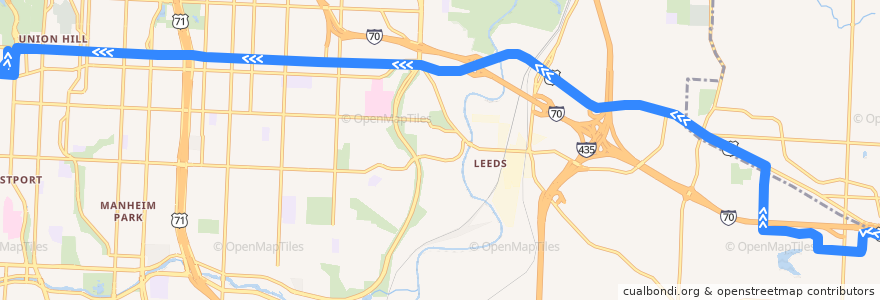 Mapa del recorrido Bus 31: Blue Ridge Crossing → Penn Valley de la línea  en Kansas City.