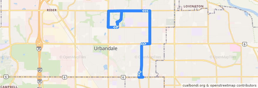 Mapa del recorrido DART Flex Route 73 Urbandale/Windsor Heights Flex de la línea  en Urbandale.