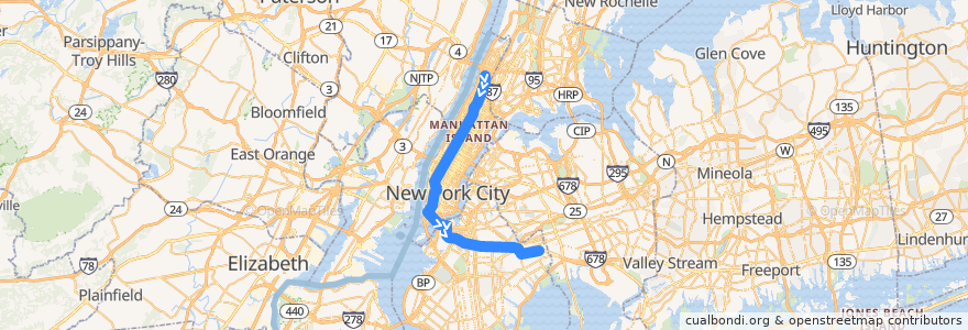 Mapa del recorrido NYCS - C Train: 168th Street → Euclid Avenue de la línea  en Нью-Йорк.