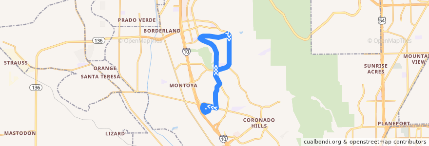 Mapa del recorrido Sun Metro Route 19 Resler Circulator de la línea  en El Paso.