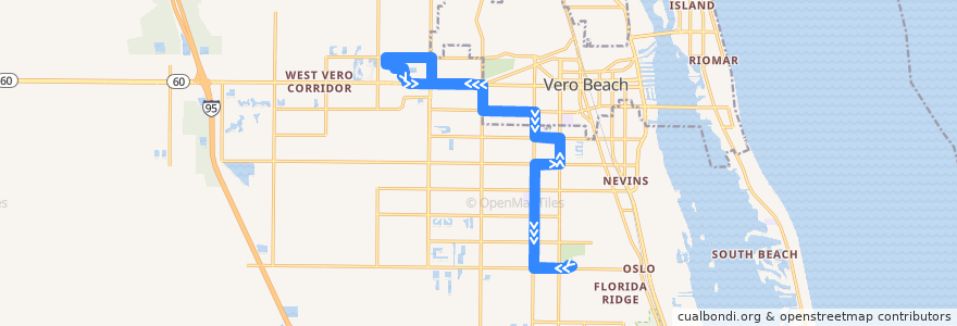 Mapa del recorrido Bus 7: IG Center => Indian River Mall => IG Center de la línea  en Indian River County.