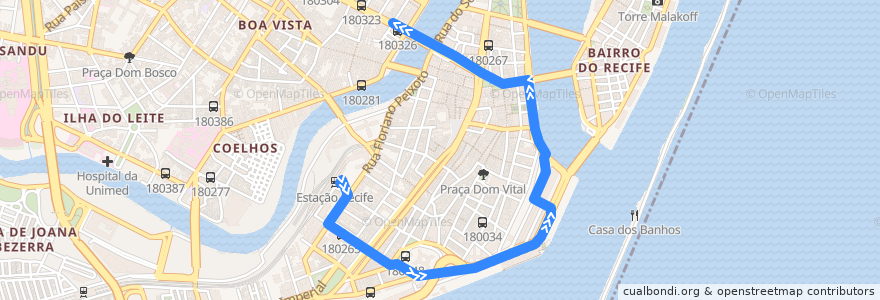 Mapa del recorrido Circular (Conde da Boa Vista / Rua do Sol) de la línea  en Recife.