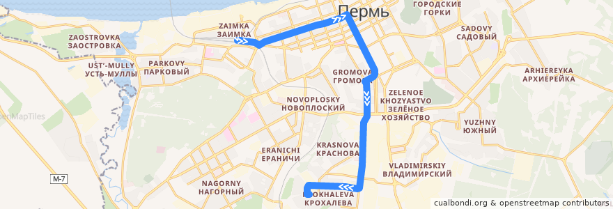 Mapa del recorrido Автобус №50: ст. Пермь II - ул. Гусарова de la línea  en Пермский городской округ.