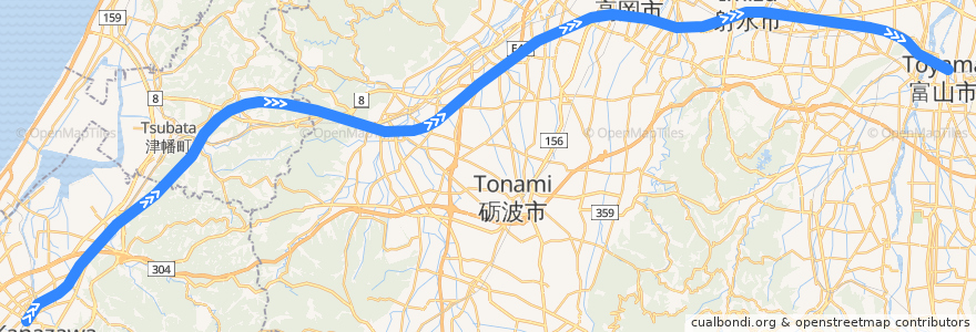 Mapa del recorrido Tsurugi (つるぎ) de la línea  en Jepun.