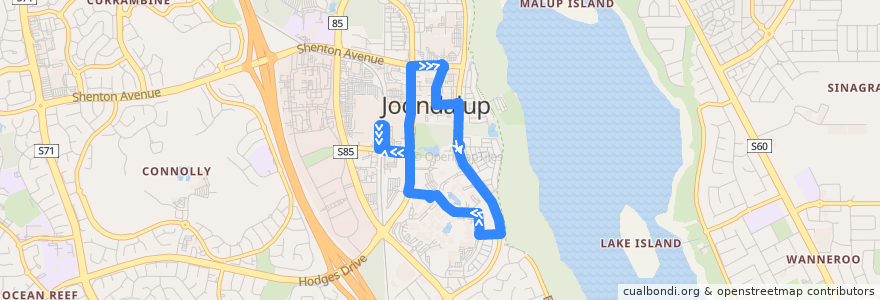 Mapa del recorrido Joondalup Blue CAT de la línea  en City of Joondalup.