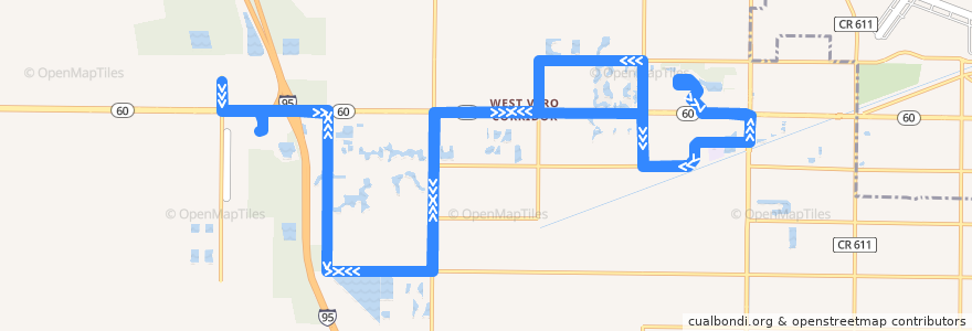 Mapa del recorrido Bus 13: Indian River Mall => Vero Fashion Outlets => Indian River Mall de la línea  en Indian River County.