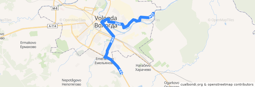 Mapa del recorrido Автобус №43: Козицино - с/о Розочка de la línea  en городской округ Вологда.