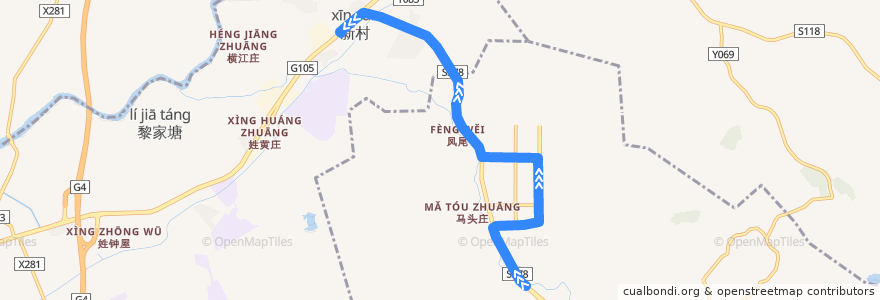 Mapa del recorrido 826路(地铁新和站总站-陈洞村总站) de la línea  en Cantão.