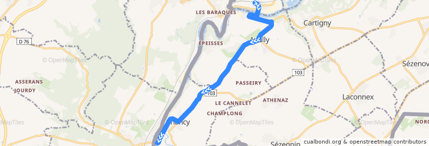 Mapa del recorrido Bus 78: La Plaine-Gare → Chancy de la línea  en ژنو.