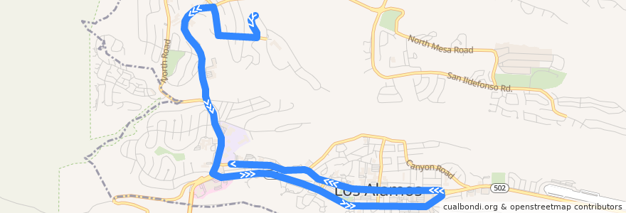 Mapa del recorrido Route 9: Aspen Area Express de la línea  en Los Alamos.