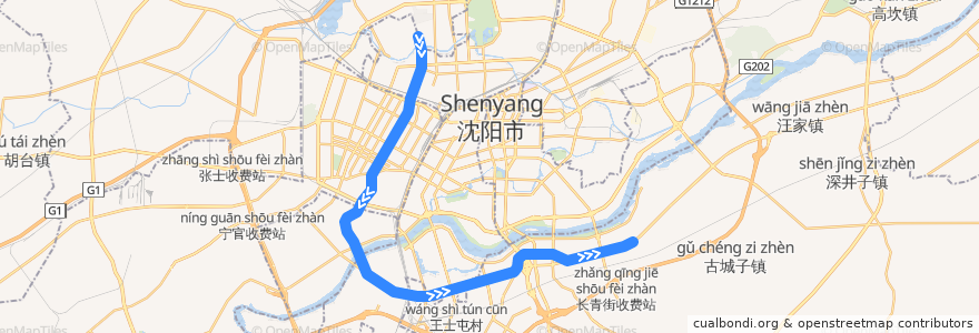 Mapa del recorrido 沈阳地铁9号线 de la línea  en Shenyang City.