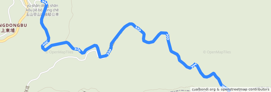 Mapa del recorrido 玉山登山口接駁公車 de la línea  en 信義鄉.