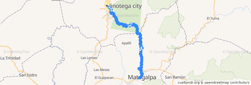 Mapa del recorrido Ruteado: Jinotega - Matagalpa de la línea  en نيكاراجوا.