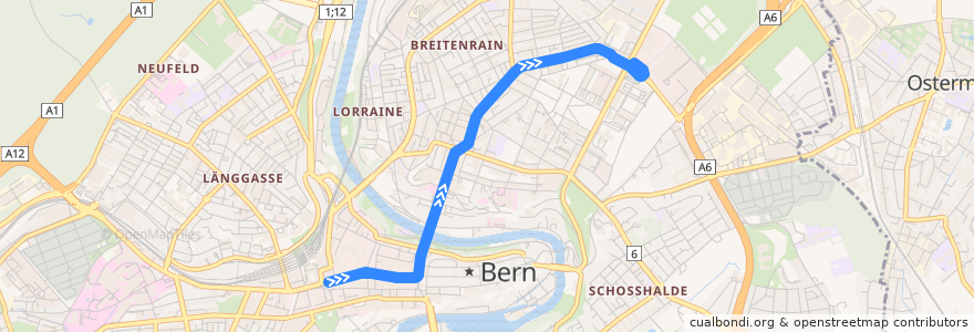 Mapa del recorrido Bus 9b: Bern Bahnhof => Bern Guisanplatz Expo de la línea  en Berna.