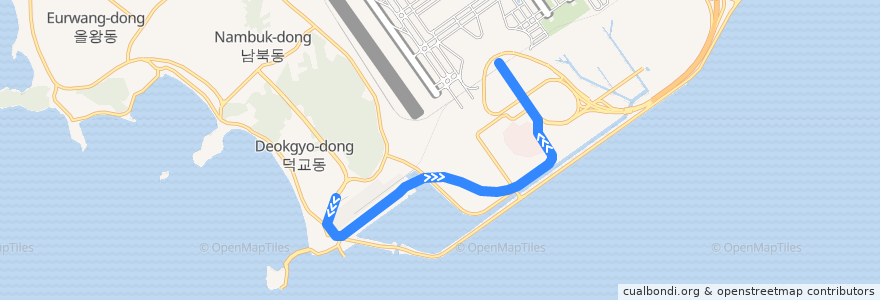 Mapa del recorrido 인천공항 자기부상철도 de la línea  en 중구.