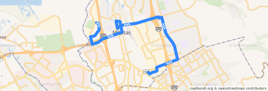 Mapa del recorrido VTA 47: McCarthy Ranch => Milpitas BART de la línea  en Milpitas.