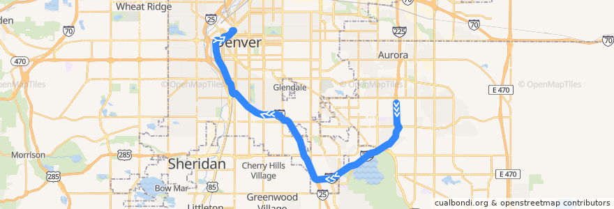 Mapa del recorrido RTD H Line → 18th & California de la línea  en Colorado.