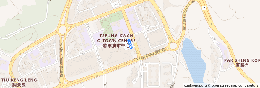 Mapa del recorrido 新界專綫小巴114A線 New Territories GMB Route No. 114A (將軍澳站公共運輸交匯處 Tseung Kwan O Station Public Transport Interchange ↺ 海天晉 Ocean Wings) de la línea  en 西貢區 Sai Kung District.