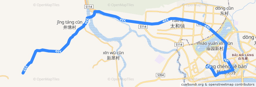 Mapa del recorrido 清远221路公交（西门塘公交总站→新华生态园） de la línea  en Qingyuan.