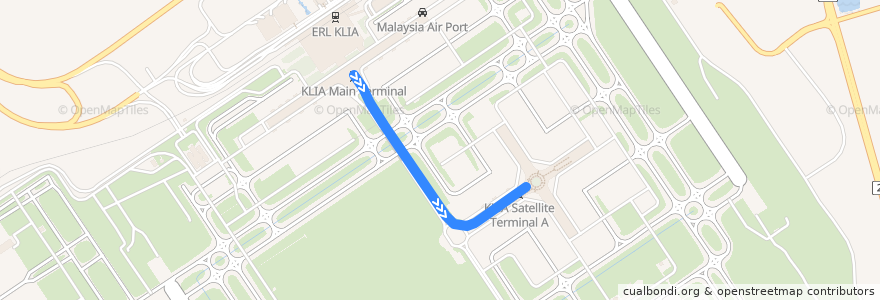 Mapa del recorrido KLIA Aerotrain de la línea  en Sepang.