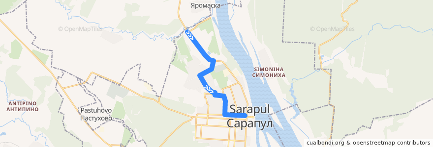 Mapa del recorrido 17 (Котово - Раскольникова) de la línea  en городской округ Сарапул.