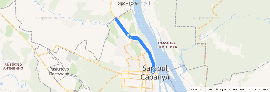 Mapa del recorrido 17 (Раскольникова - жилой район Котово) de la línea  en городской округ Сарапул.