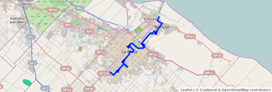 Mapa del recorrido A de la línea 214 en ブエノスアイレス州.