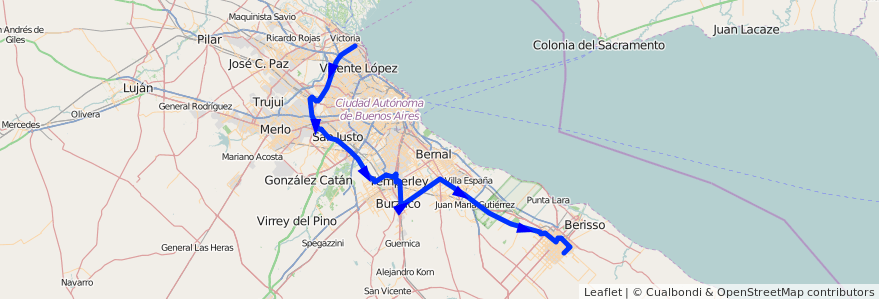 Mapa del recorrido Adrogué de la línea 338 (TALP) en Buenos Aires.