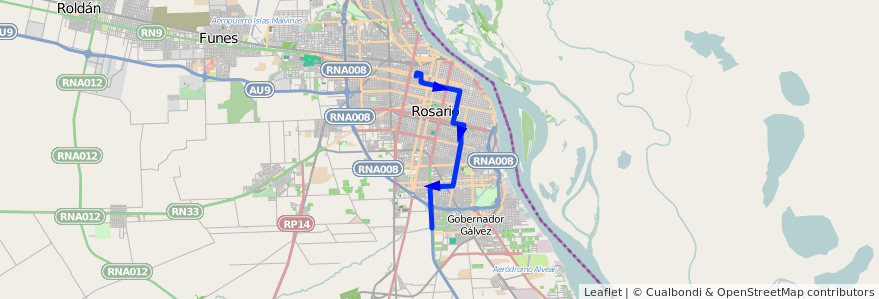 Mapa del recorrido  Autopista de la línea TIRSA en تسبیح.