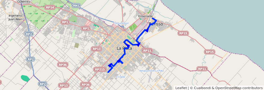 Mapa del recorrido B de la línea 214 en Buenos Aires.