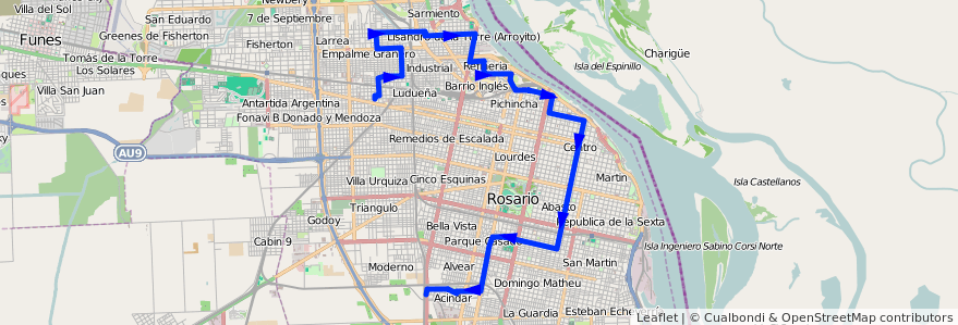 Mapa del recorrido Base de la línea 129 en تسبیح.