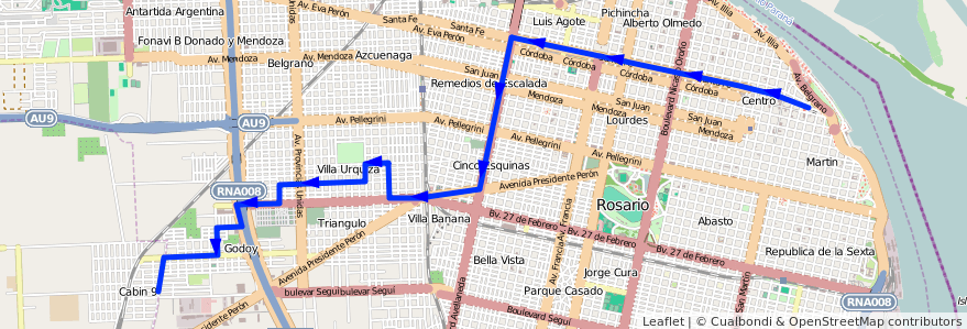 Mapa del recorrido Base de la línea 121 en تسبیح.